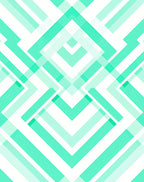 Aqua Geometric Chevron Overlap Rug