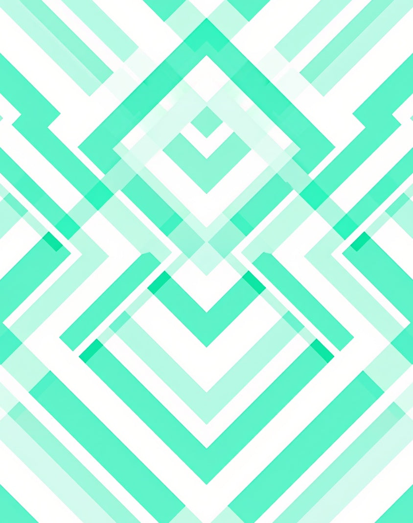 Aqua Geometric Chevron Overlap Rug