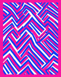 Bold Blue White Pink Zigzag Pattern Rug