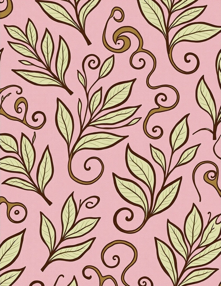 Whimsical Leafy Swirl Pattern Rug