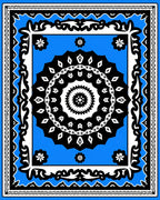 Bold Black White Floral Mandala Rug