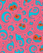 Whimsical Turquoise Swirl Floral Design Rug