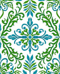 Green Blue Floral Swirl Pattern Rug