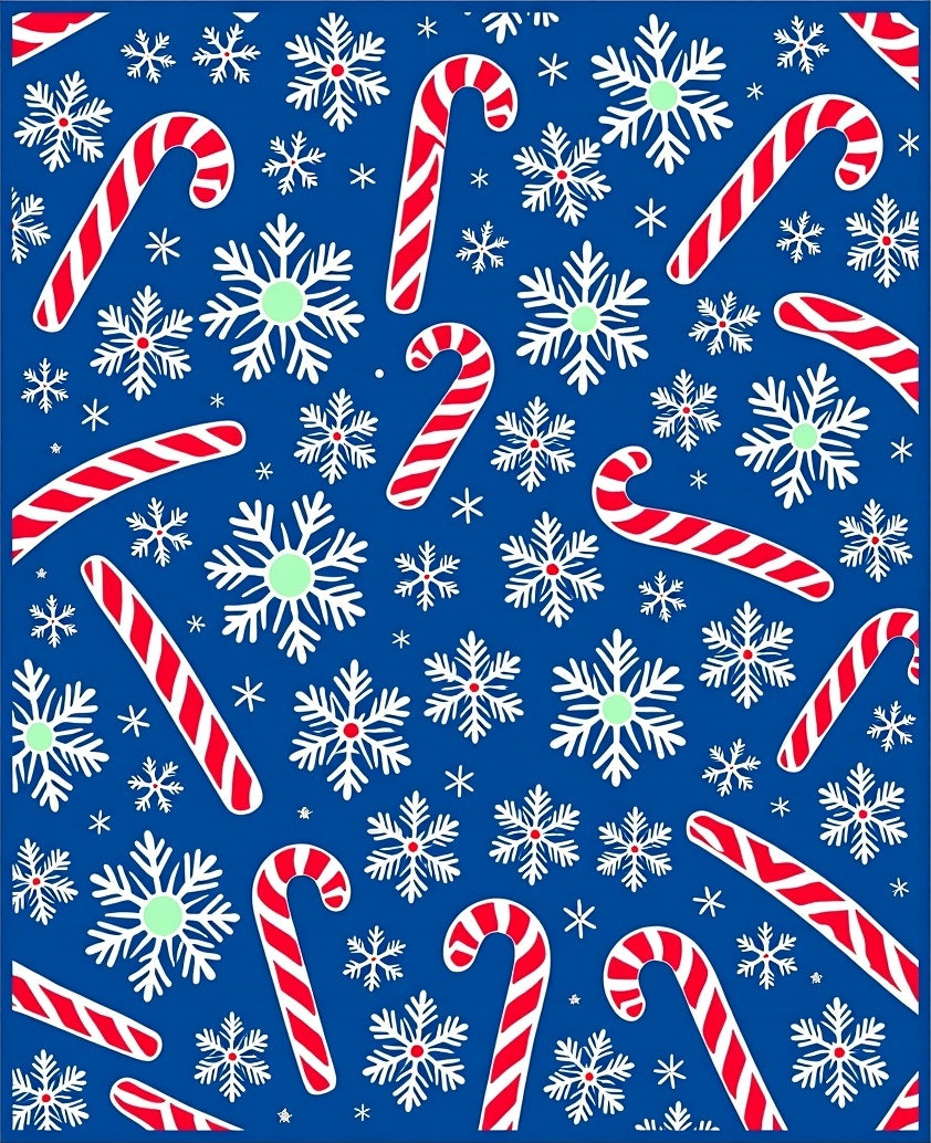 Christmas Candy Cane Snowflake Repeat Rug