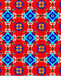 Bright Red Blue Abstract Geometric Rug