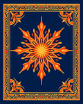 Golden Starburst Bordered Navy Rug
