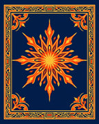 Golden Starburst Bordered Navy Rug