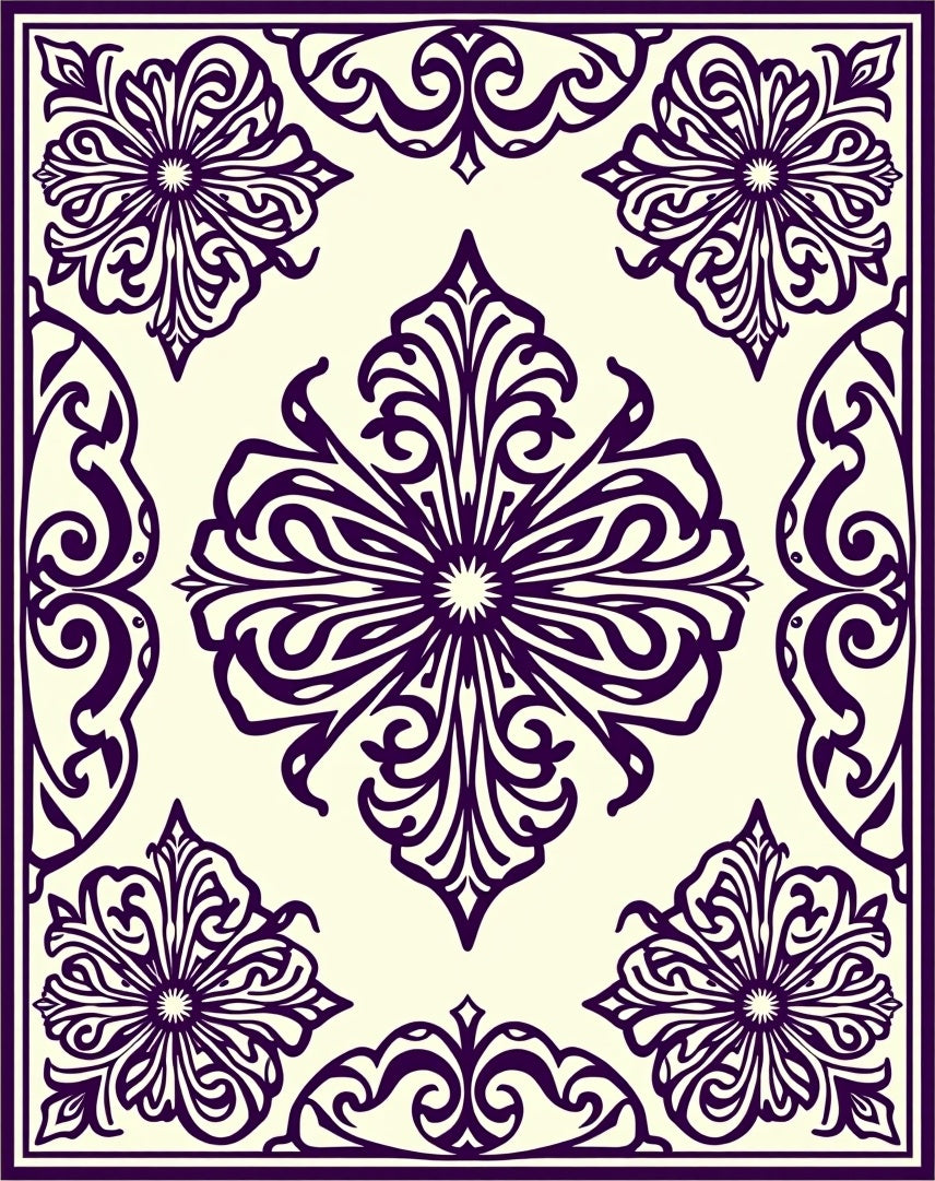 Elegant Floral Damask Pattern Rug