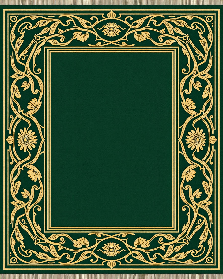 Elegant Gold Floral Border Design Rug