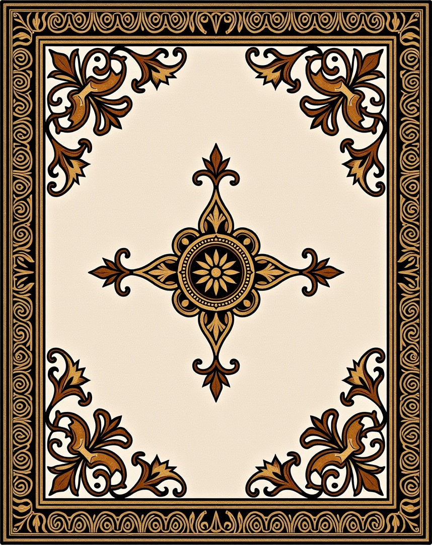Antique Floral Border With Center Medallion Rug