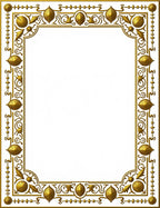 Ornate Golden Scroll and Leaf Border Rug