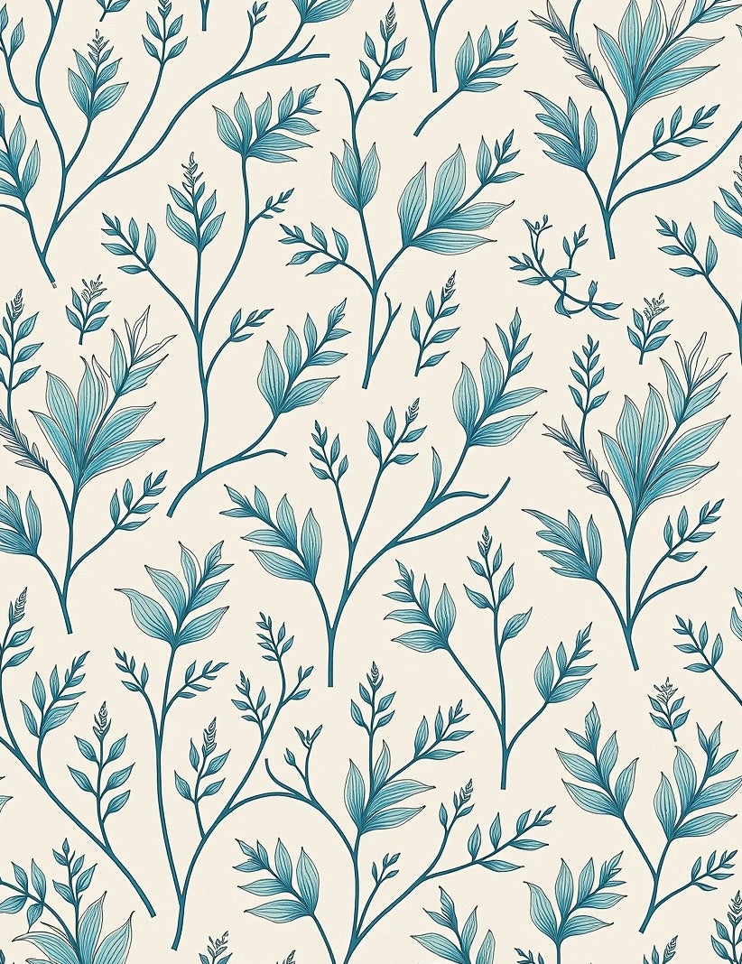Botanical Vining Pattern With A Teal Hue Rug