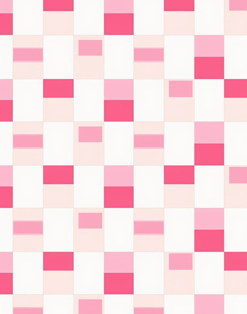 Pink Geometric Grid Pattern Rug