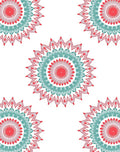 Coral Teal Mandala Patterned Design Rug
