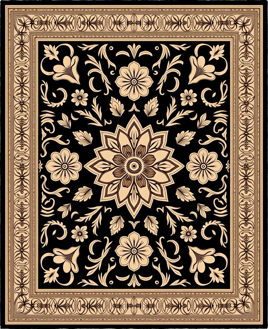 Ornate Floral Vintage Pattern Rug