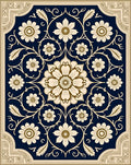 Classic Floral Medallion Navy Cream Rug
