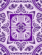 Royal Purple Floral Scroll Pattern Rug