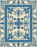 Classic Blue White Floral Medallion Design Rug