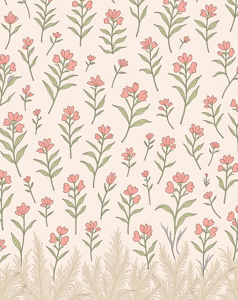 Pastel Floral Meadow Pattern Rug