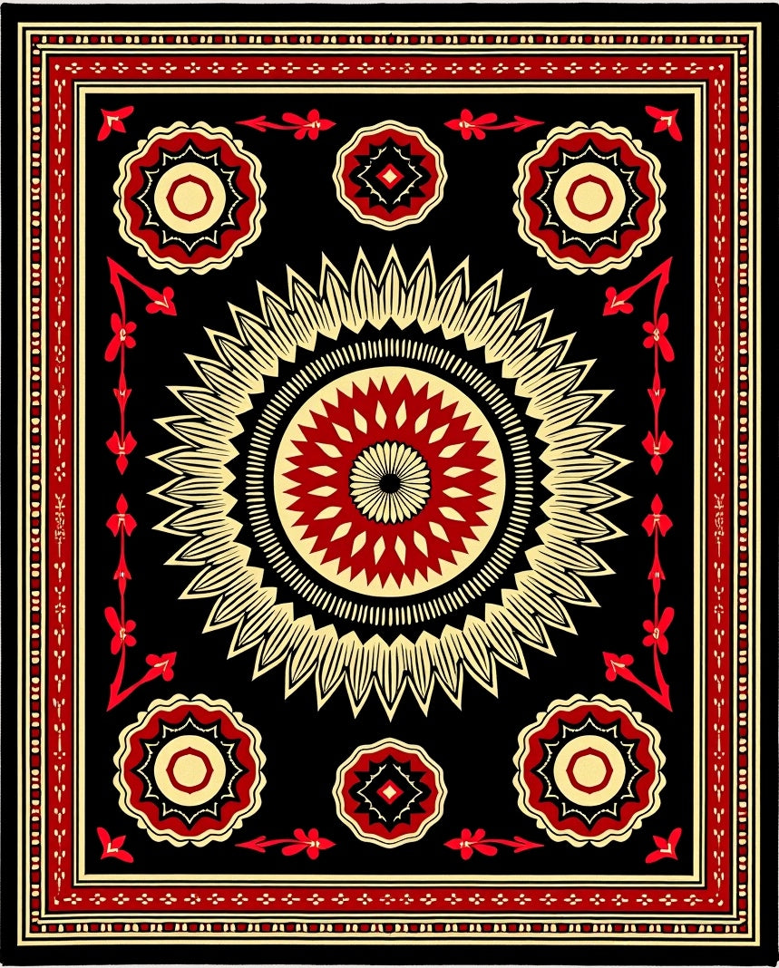 Bold Floral Sunburst Kaleidoscope Rug