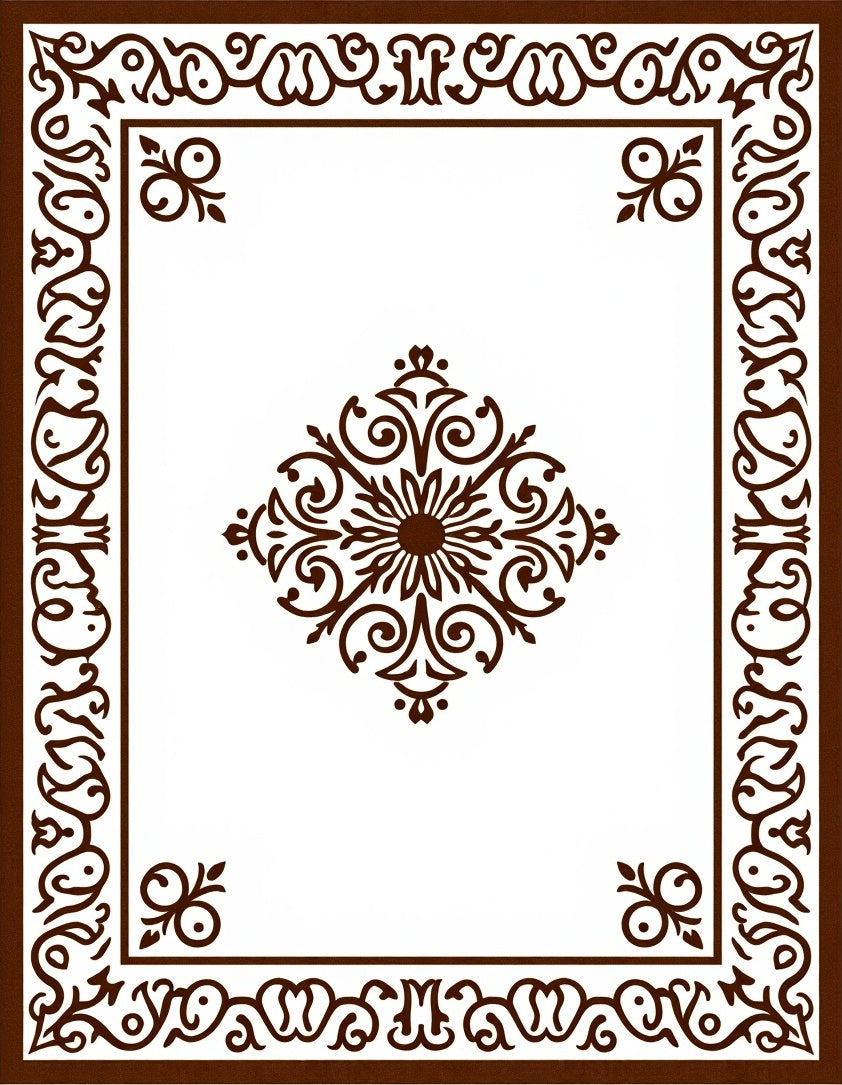 Ornate Floral Medallion Border Design Rug