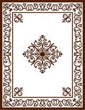 Ornate Floral Medallion Border Design Rug