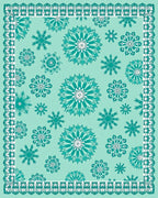 Teal Snowflake Medallion Lace Border Rug