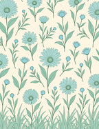 Pastel Blue Daisy Pattern Rug