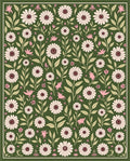 Charming Floral Bird Meadow Pattern Rug