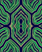 Symmetrical Green And Navy Abstract Design Rug
