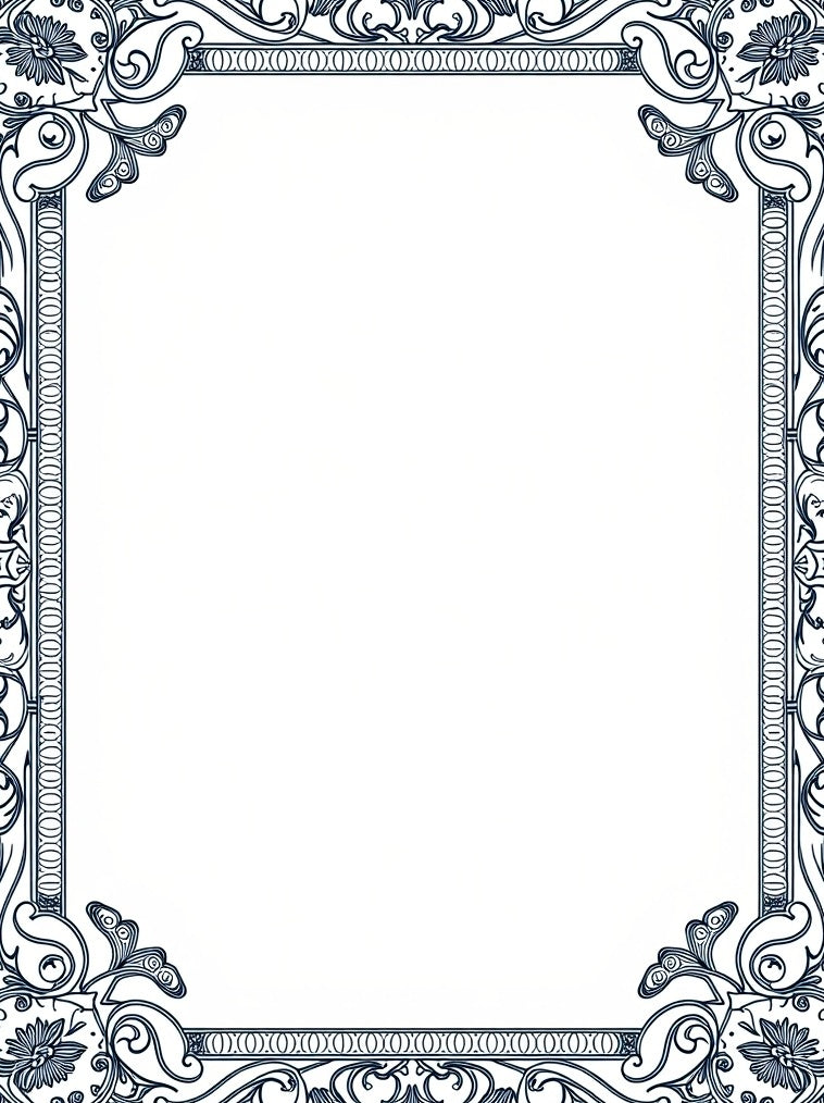 Elegant Floral Scroll Border Design Rug