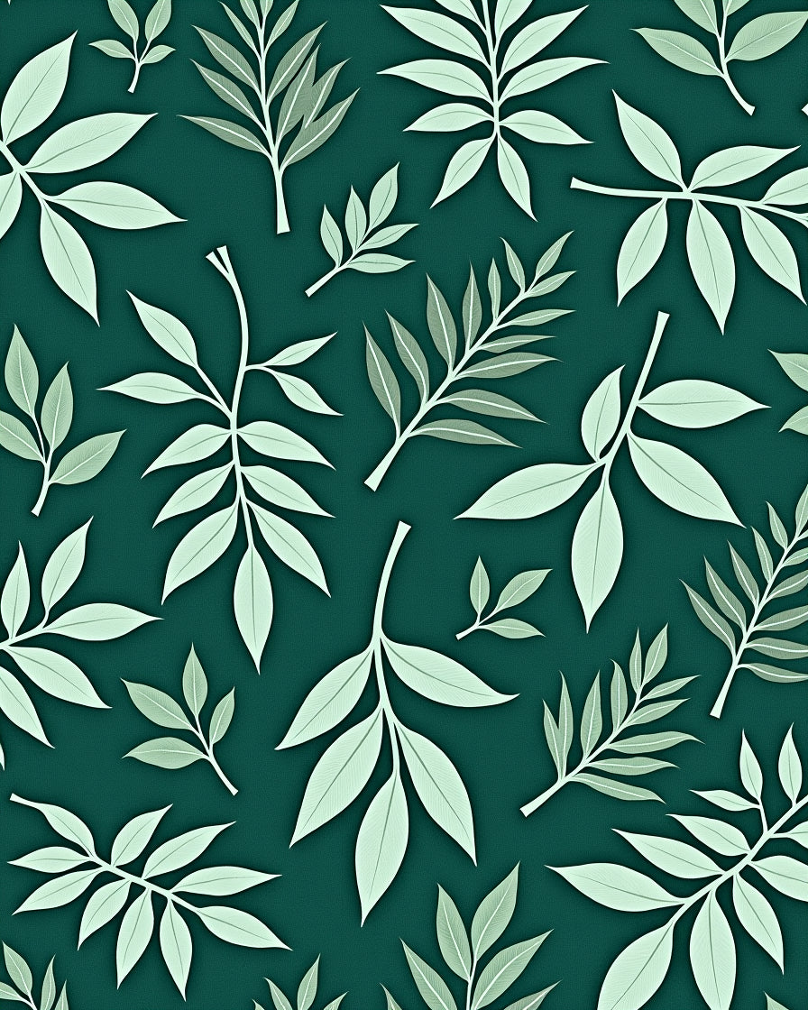 Greenery Leaf Patterned Textile Design Rug