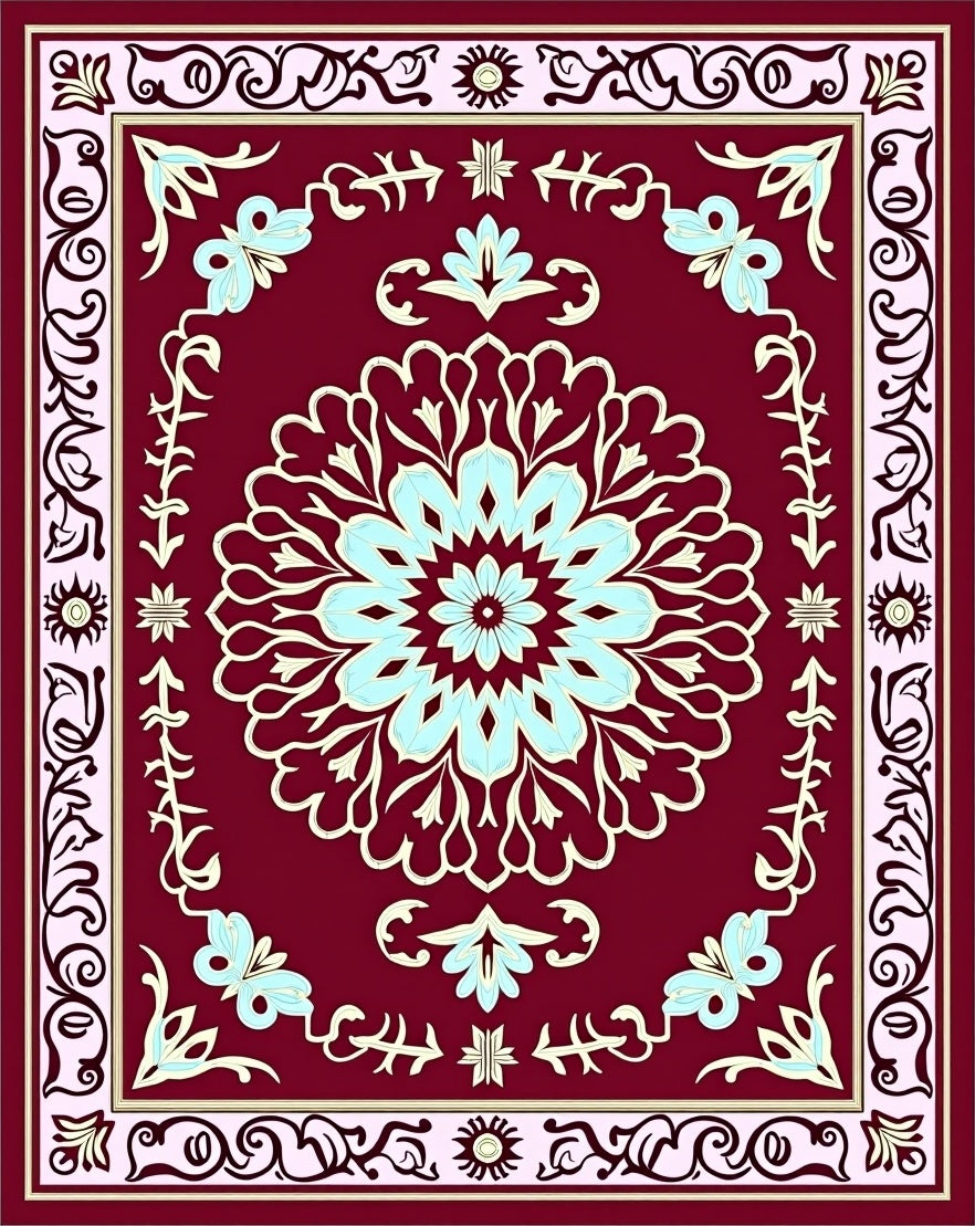 Ornate Floral Mandala Crimson Rug