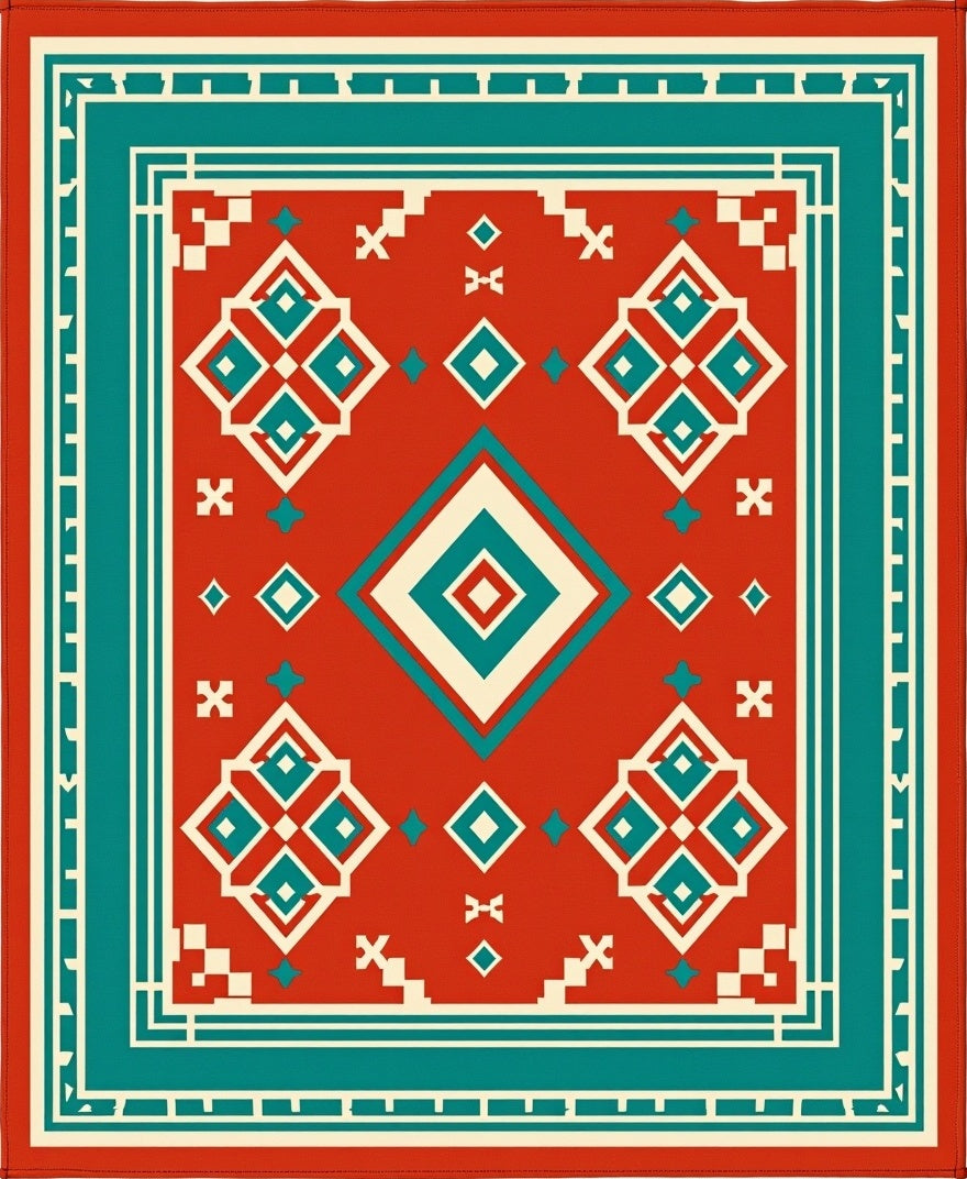Bold Geometric Traditional Pattern Rug