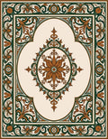 Elegant Floral Medallion Border Rug