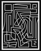 Modern Abstract Black White Graphic Rug
