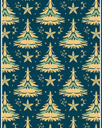 Gold Pine Trees Starry Night Abstraction Rug