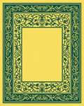 Ornate Green Floral Scroll Pattern Rug