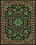 Ornate Floral Scrollwork With Green Leaves Rug