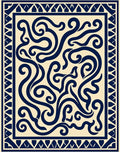 Contrasting Swirls Geometric Border Design Rug