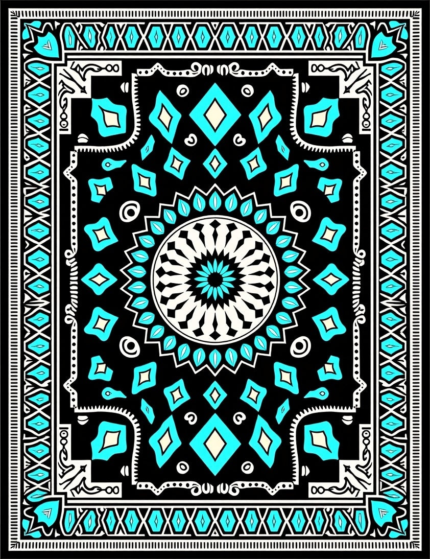 Geometric Diamond Inlay Tribal Rug