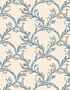 Delicate Blue Vine Swirl Pattern Rug
