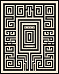 Black Abstract Geometric Maze Design Rug