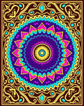 Vibrant Geometric Mandala Print Rug