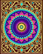 Vibrant Geometric Mandala Print Rug