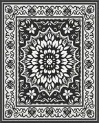 Monochromatic Floral Mandala Pattern Rug