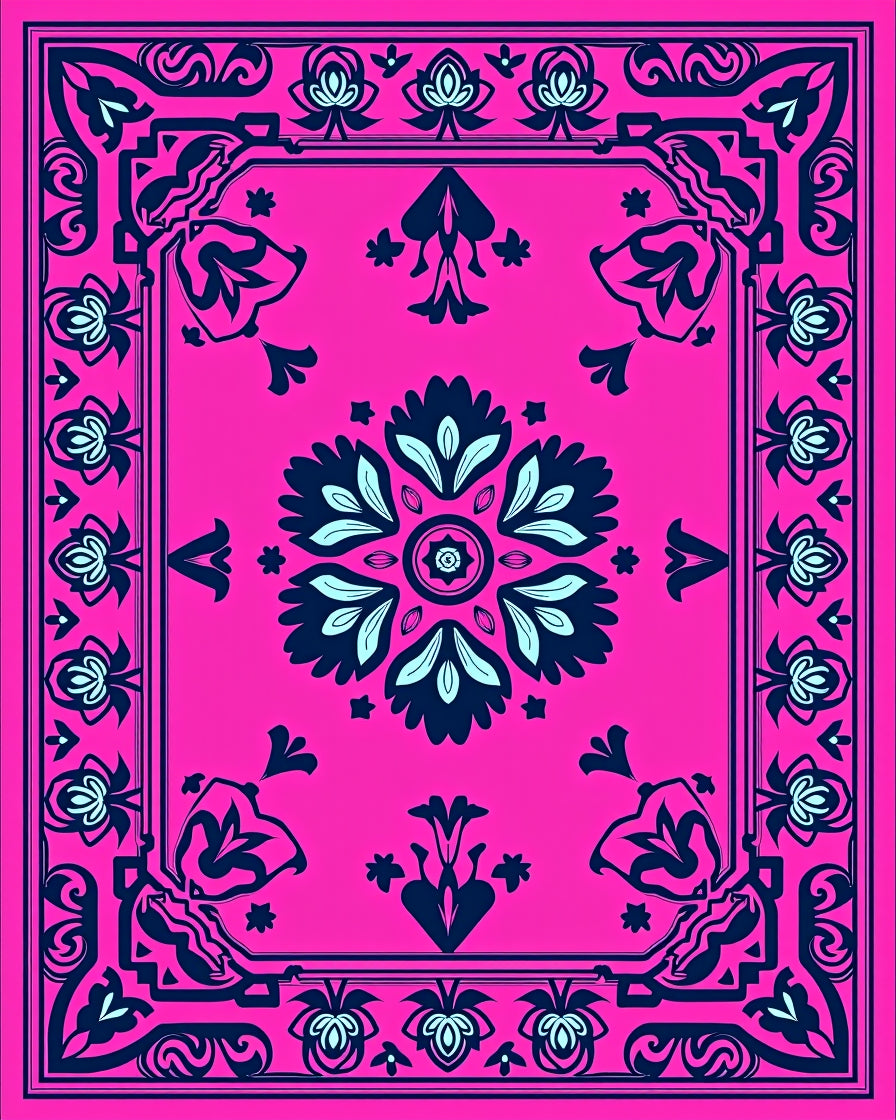 Vibrant Floral Medallion Border Rug