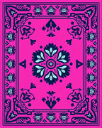 Vibrant Floral Medallion Border Rug