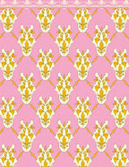 Pink Gold Floral Lattice Design Rug