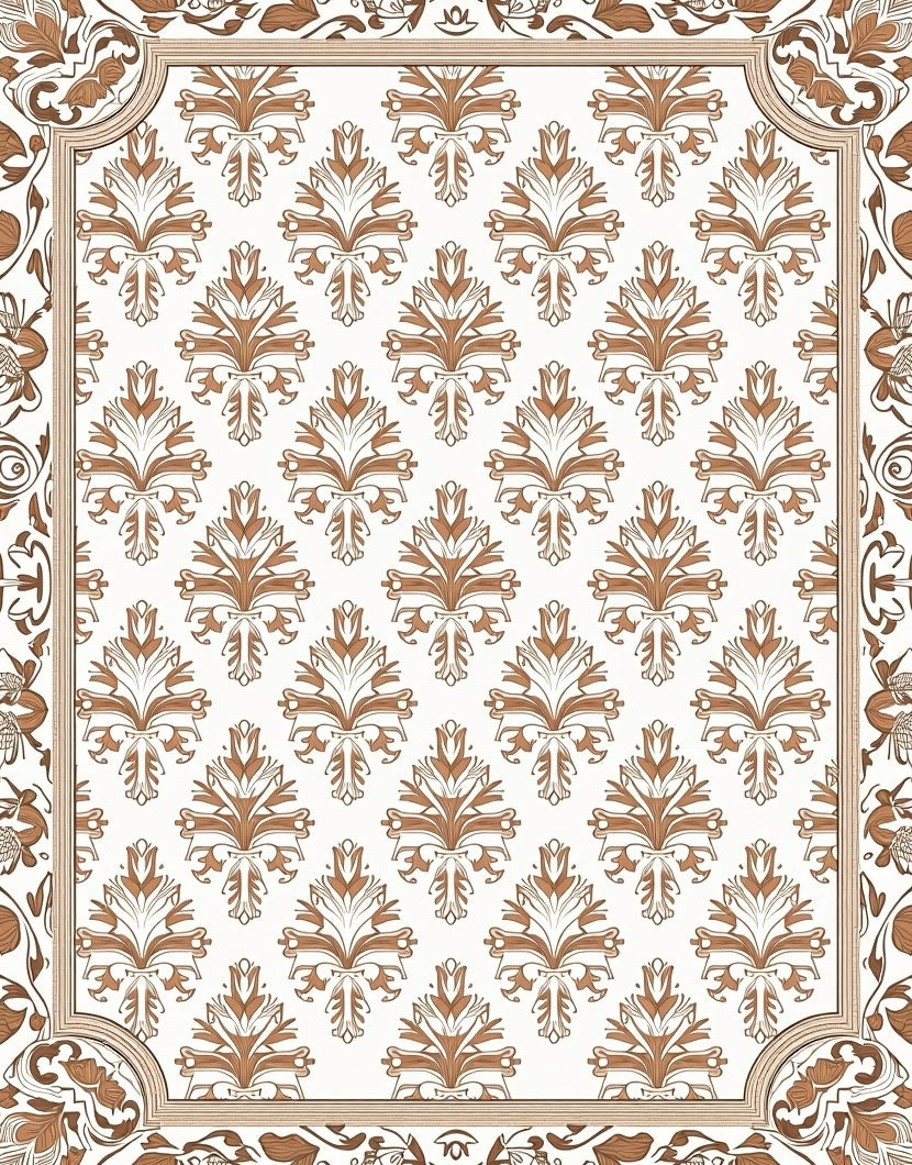 Classic Floral Damask Pattern Rug